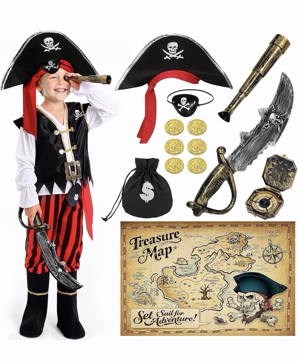 Cocojeci Pirate Halloween Costume,Halloween Boys M 8-10 Years,